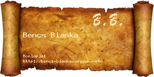 Bencs Bianka névjegykártya